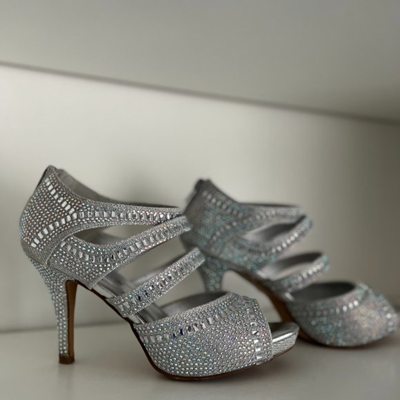 Sparkling Strappy Silver Heels - Picture 9 of 16